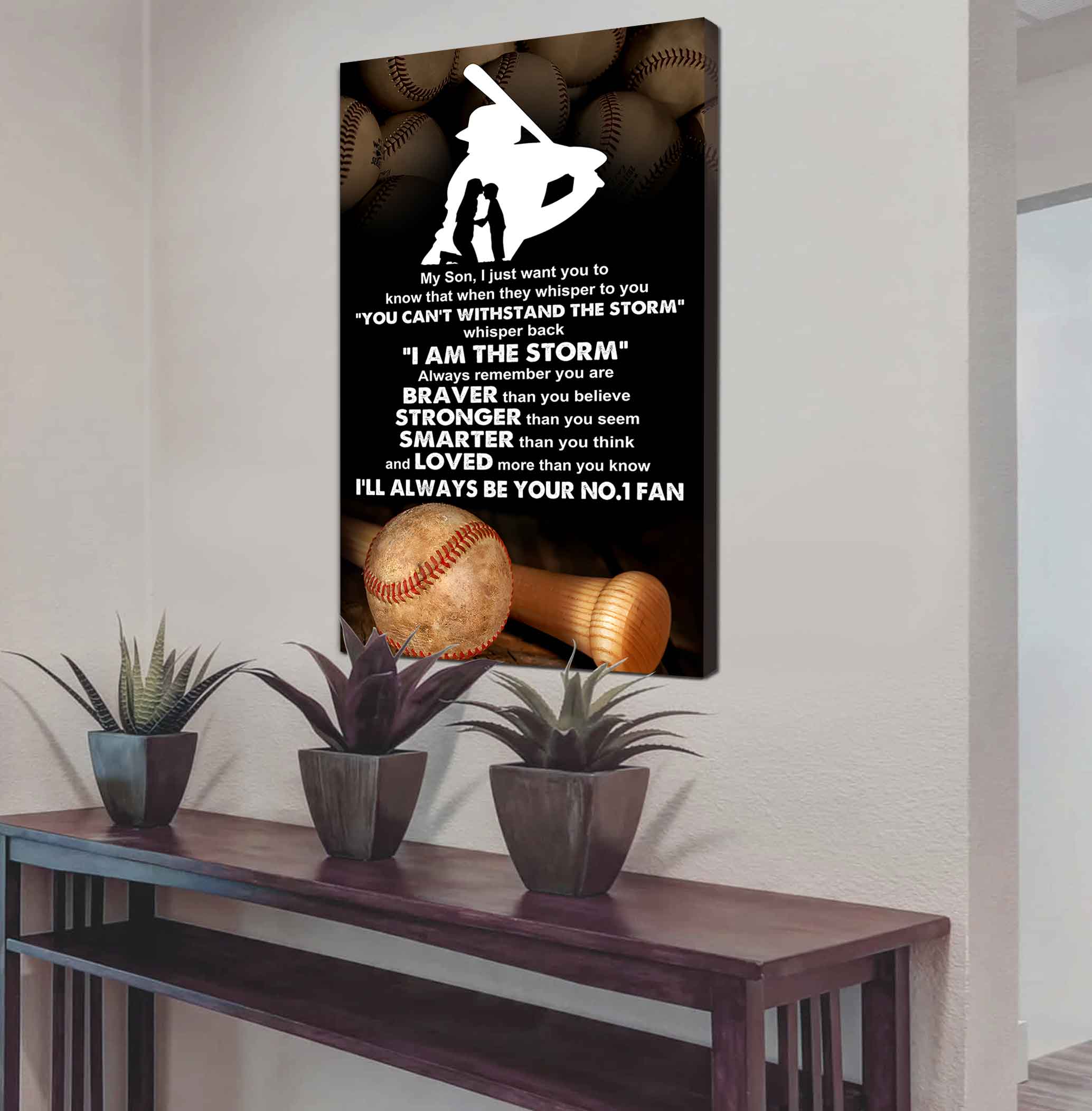 Sport Poster Canvas Mom To Son - Whisper Back I Am The Storm I Will Always Your No 1 Fan