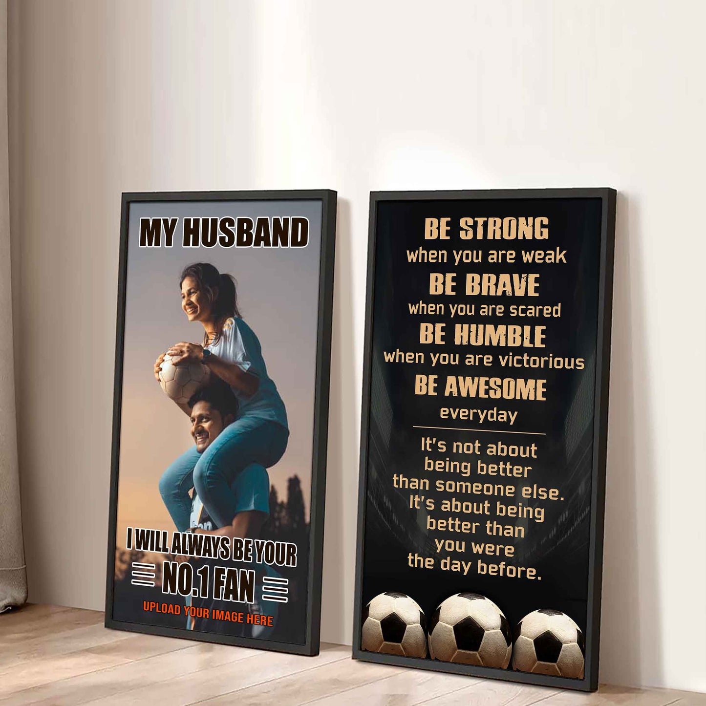 Young Sport Couple To My Husband Be Strong When You Are Weak Be Badass Everyday Set 2 Canvas Wall Art