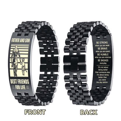Viking NVL Personalized Double Sided Bracelet Father And Son Best Friends For Life - Message on the back side
