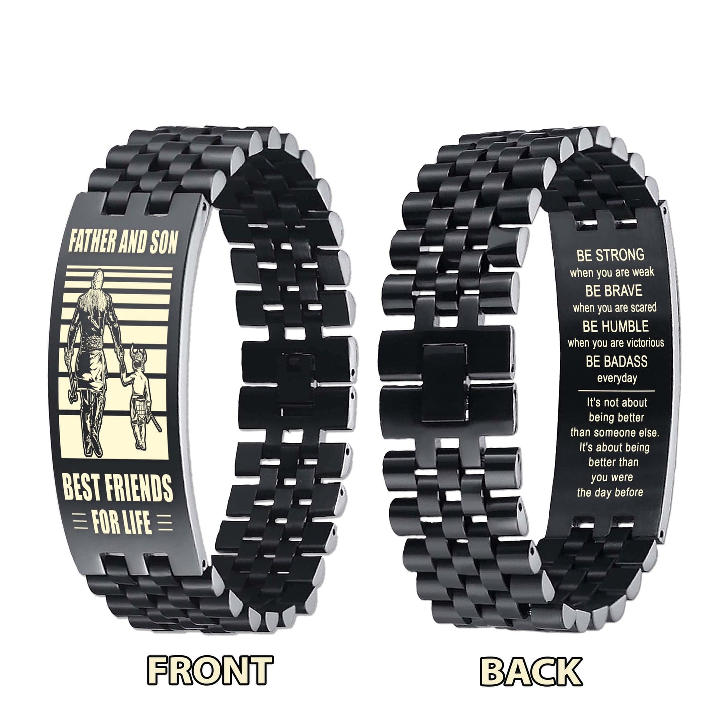 Viking WBH Personalized Double Sided Bracelet Father And Son Best Friends For Life - Message on the back side