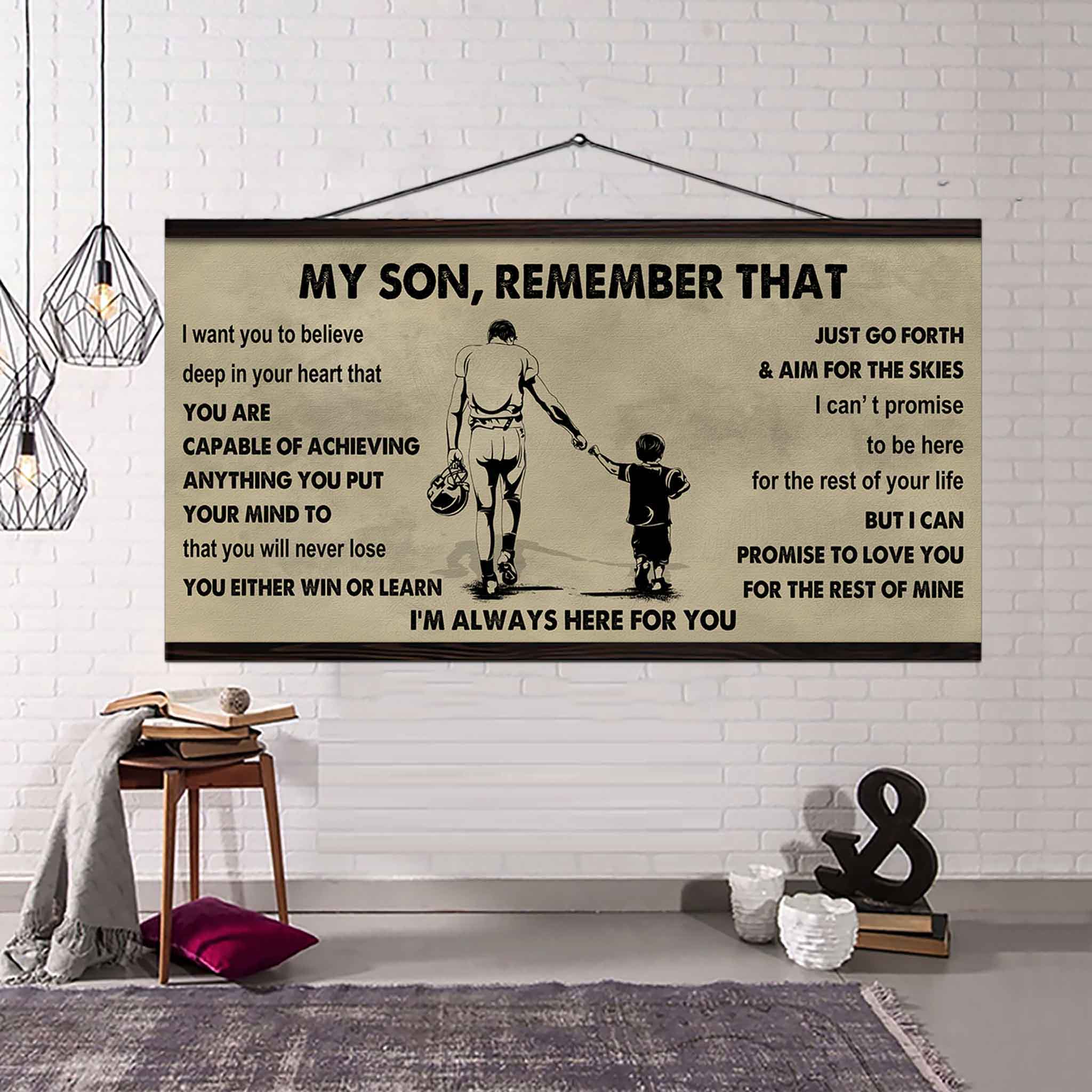 Personalized Sport Poster Canvas -  My Son Remember That You Will Never Lose You Either Win Or Learn