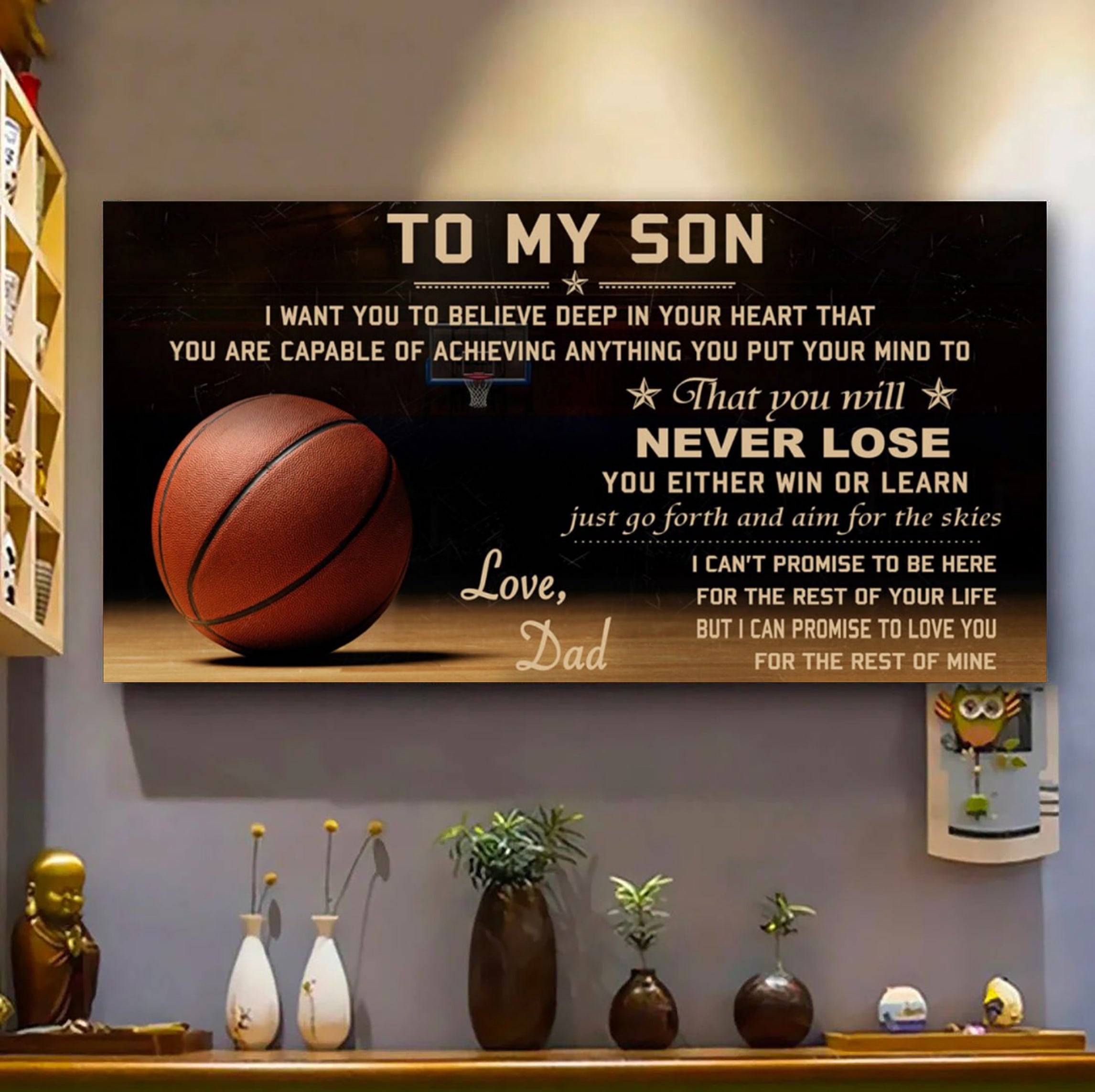 Customizable basketball poster – dad to son - never lose