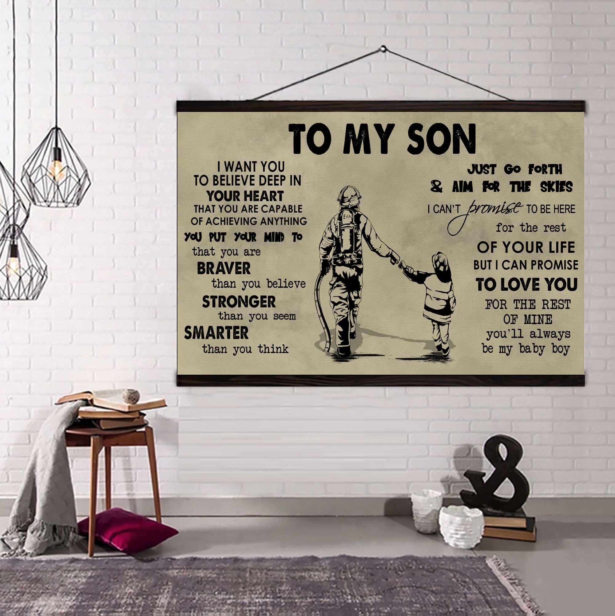 Canvas Poster Dad To Son You Are Braver Than You Believe You'll Always Be My Baby Boy