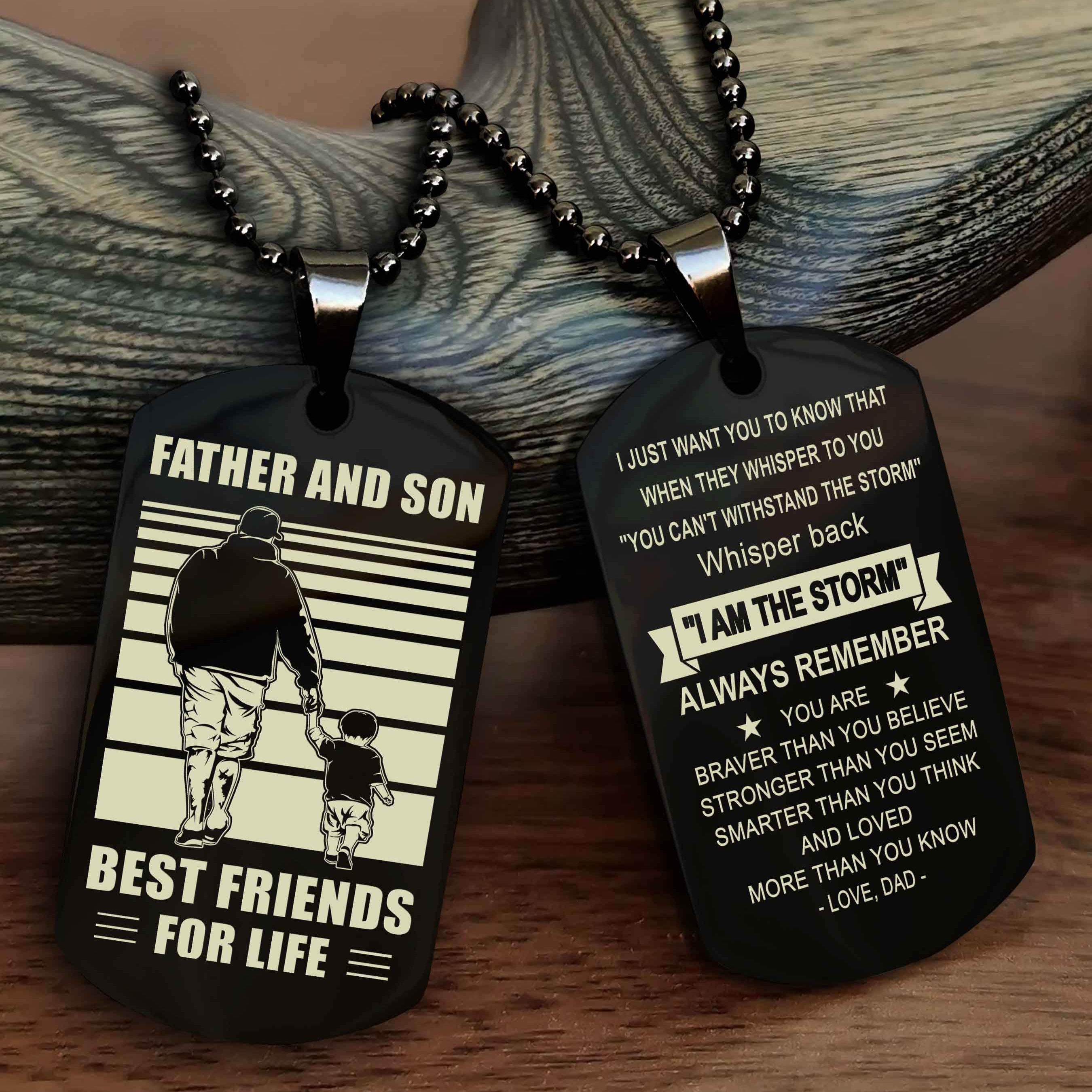 Cowboy Personalized Double Sided Dog Tag To My Son I Love You - Whisper Back I'm The Storm