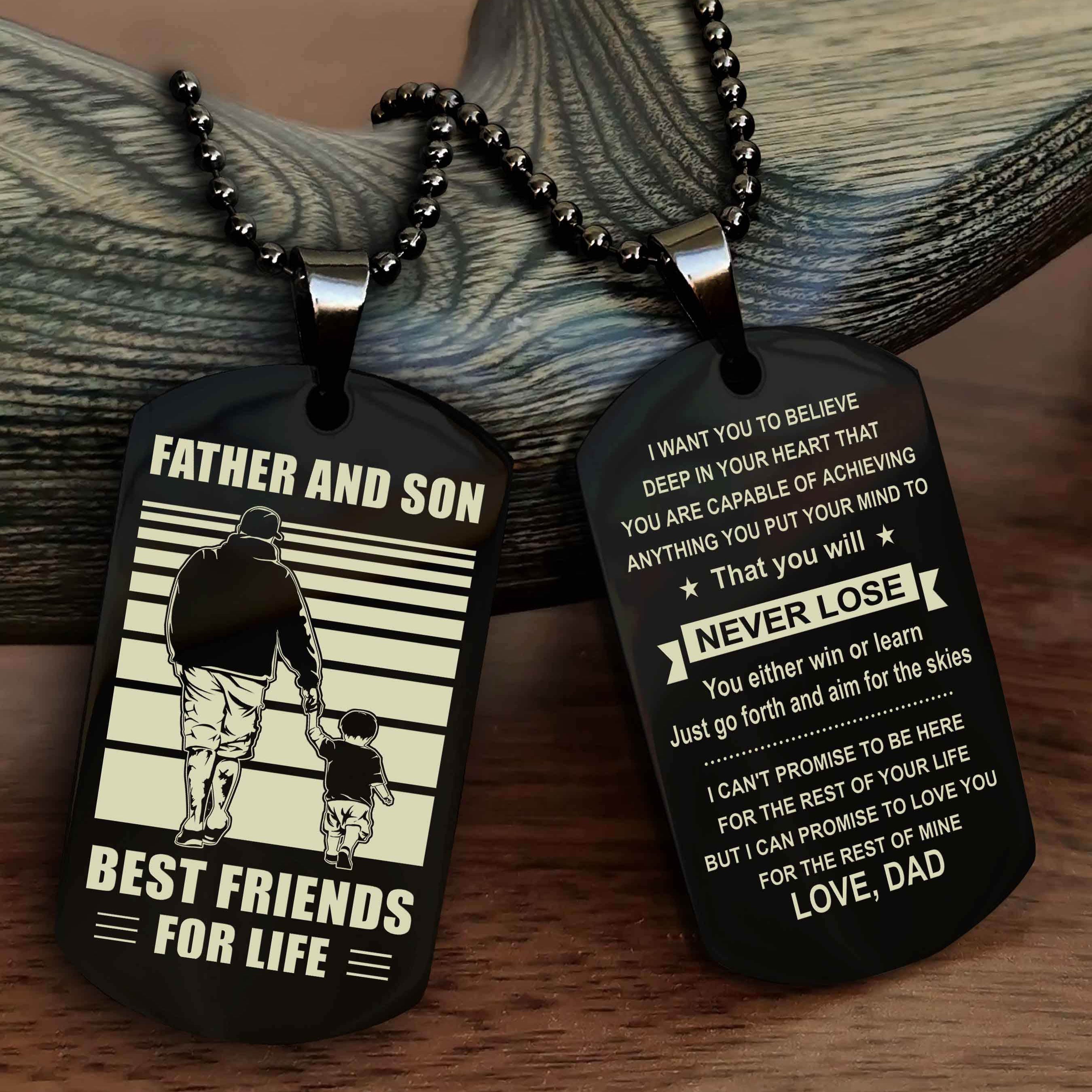 Cowboy Personalized Double Sided Dog Tag To My Son I Love You - You Will Never Lose You Either Win Or Learn From Dad To Son