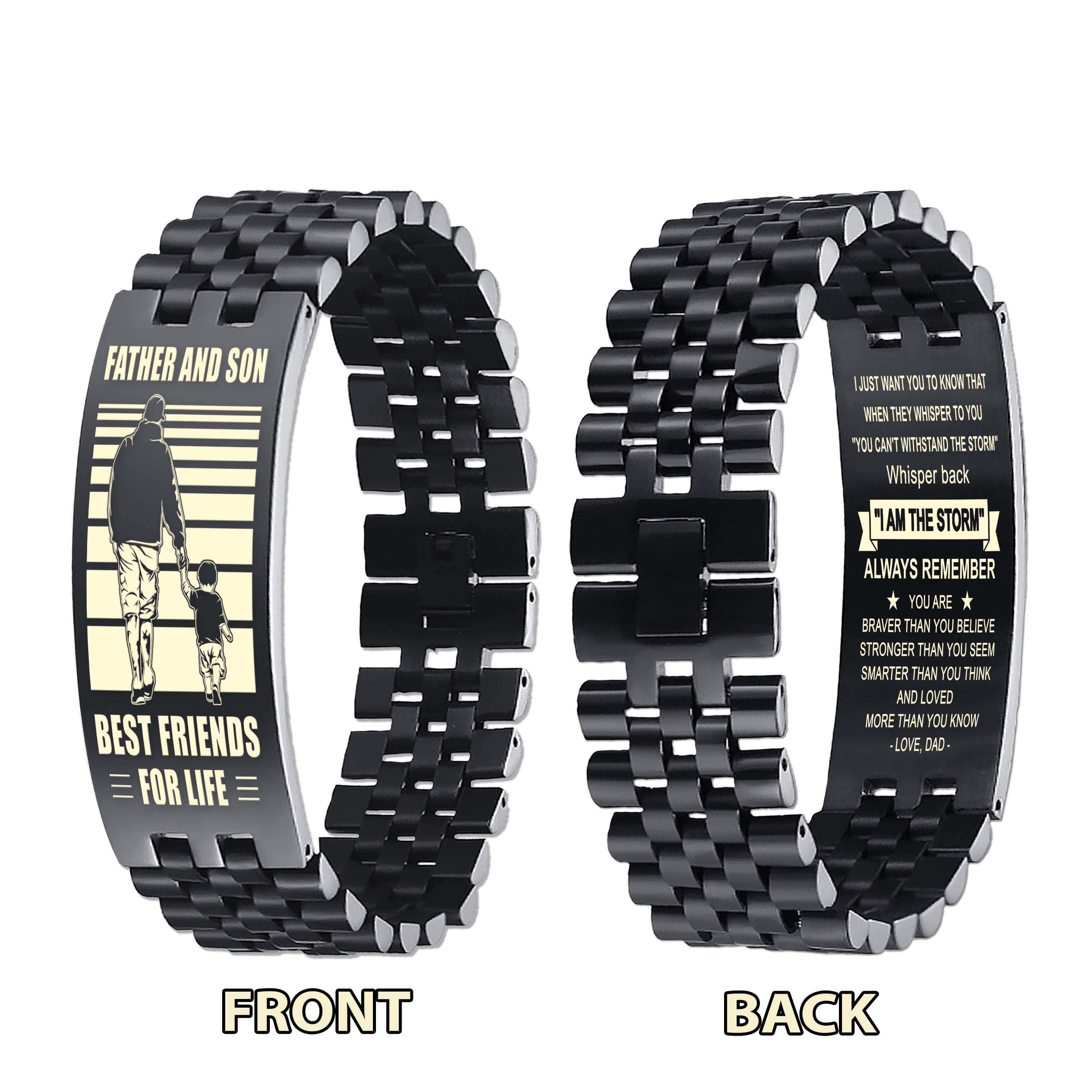 NVL Personalized Double Sided Bracelet Father And Son Best Friends For Life - Message on the back side