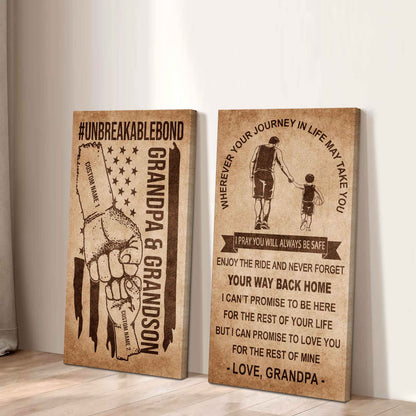 Unbreakable Bond Canvas Set Grandpa And Grandson Never Forget Your Way Back Home I Love You For The Rest Of Mine