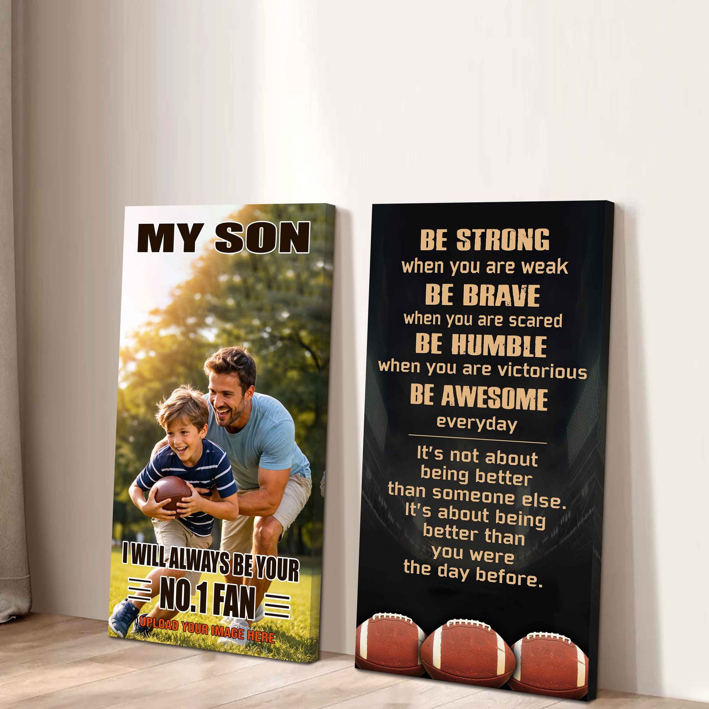 My Son Be Strong When You Are Weak Be Badass Everyday Set 2 Canvas Wall Art From Dad To Son