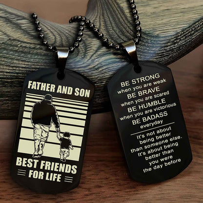 Cowboy Personalized Double Sided Dog Tag To My Son I Love You - Be Strong When You Are Weak Gift From Dad To Son