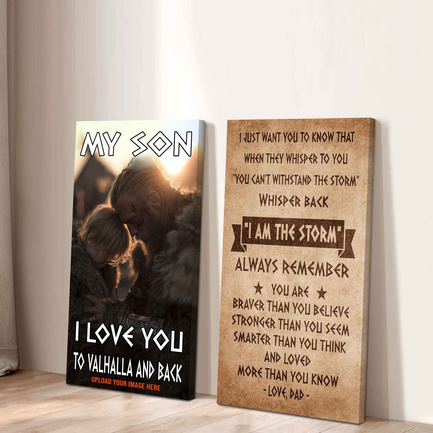 VK Canvas Set My Son I Love You Valhalla And Back Gift From Dad To Son