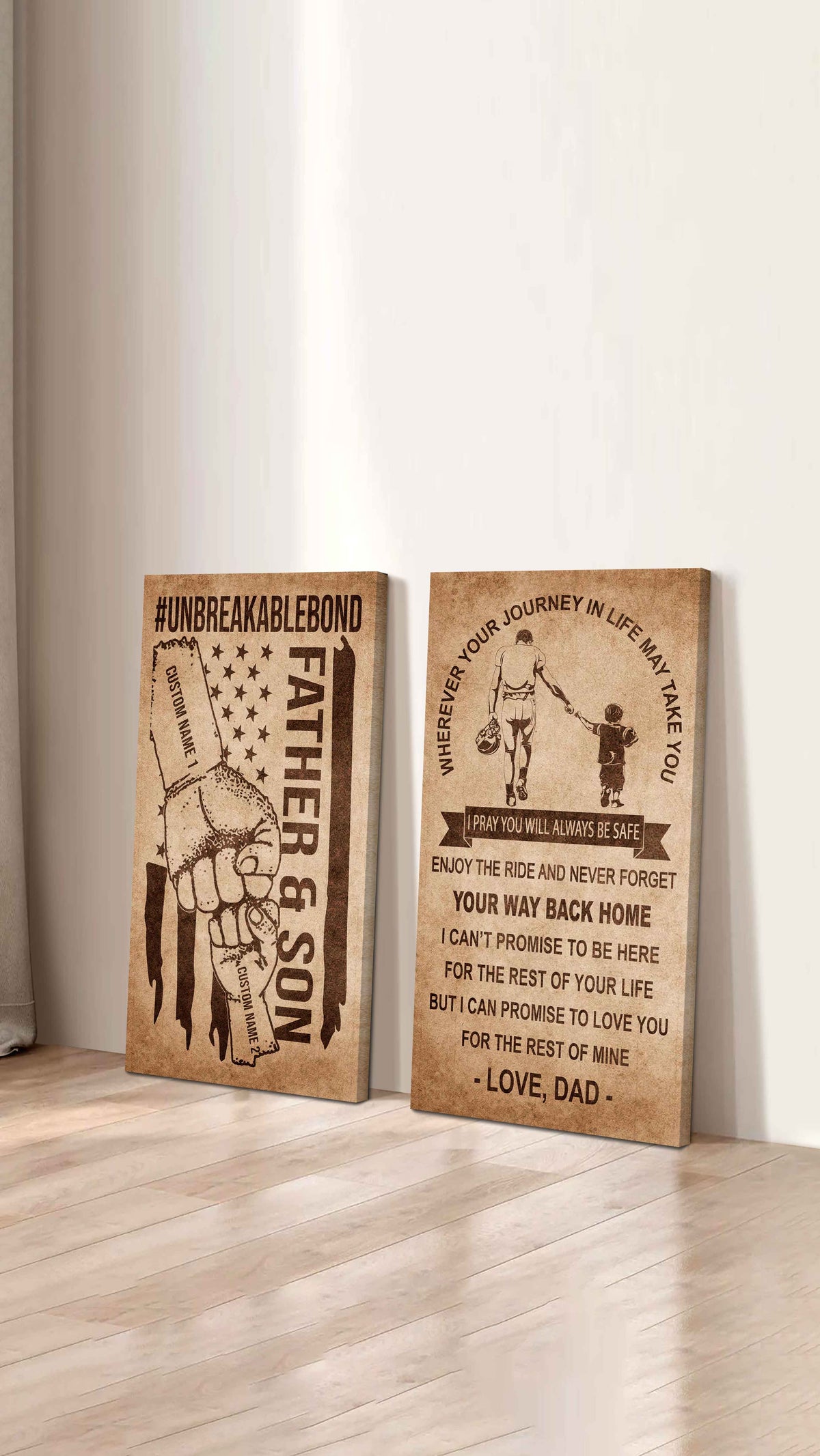Father And Son Canvas Set To My Son Enjoy The Ride Never Forget Your Way Back Home