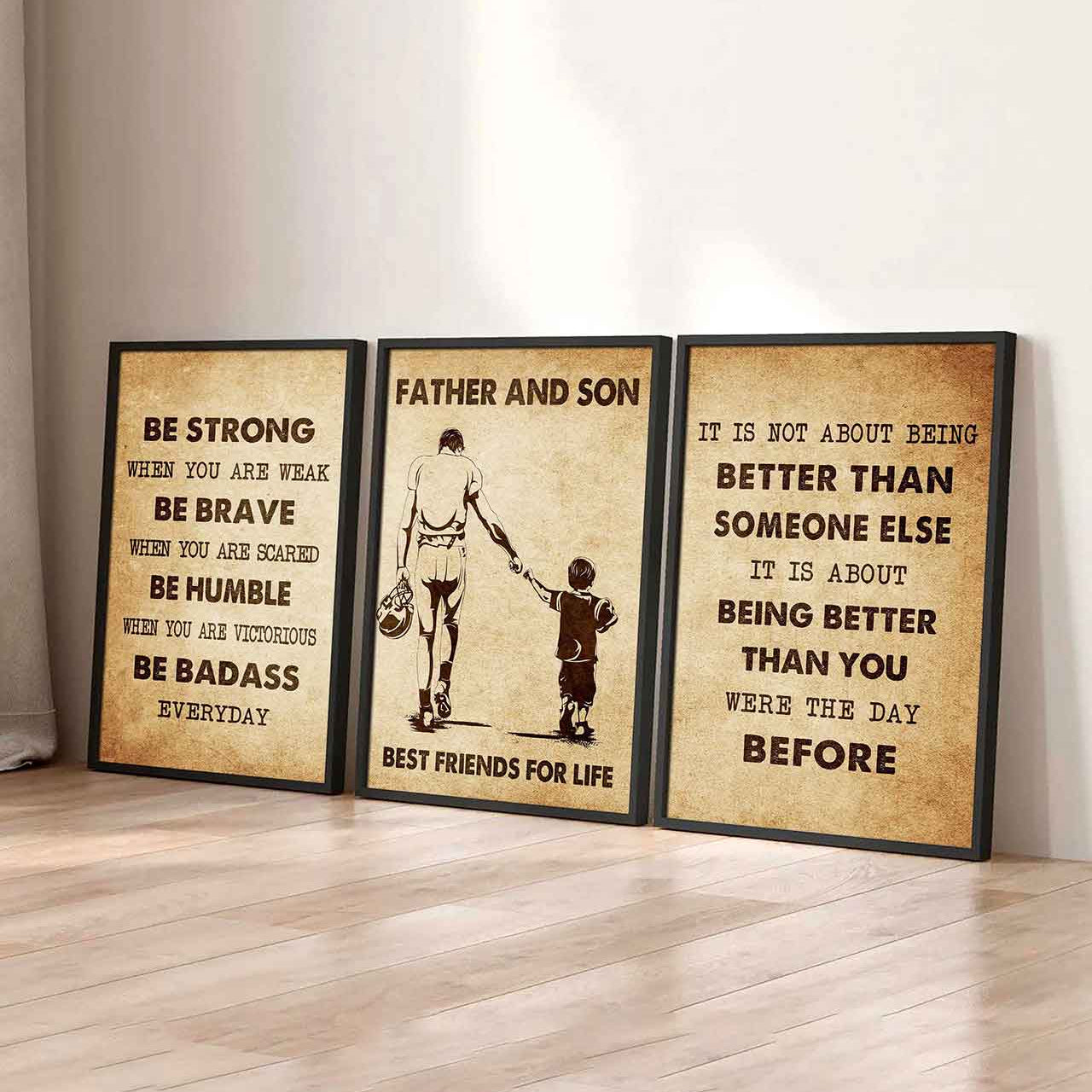 Combo 3 Biker Poster Canvas Be Strong When You Are Weak - It's Not About Being Better Than Someone Else It's About Being Better Than You Were The Day Before