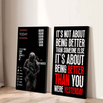 It's About Being Better Than You Were The Day Before Canvas Set Ready To Hang Gift For Your Son Your Friend