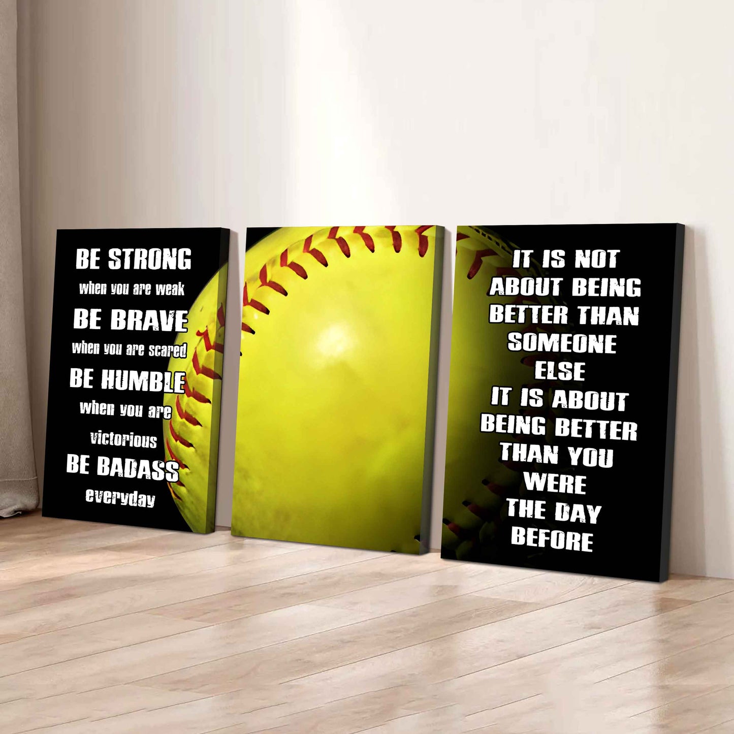 Combo 3 Sport Poster Canvas Be Strong When You Are Weak Be Badass Everyday It's About Being Better Than You Were The Day Before