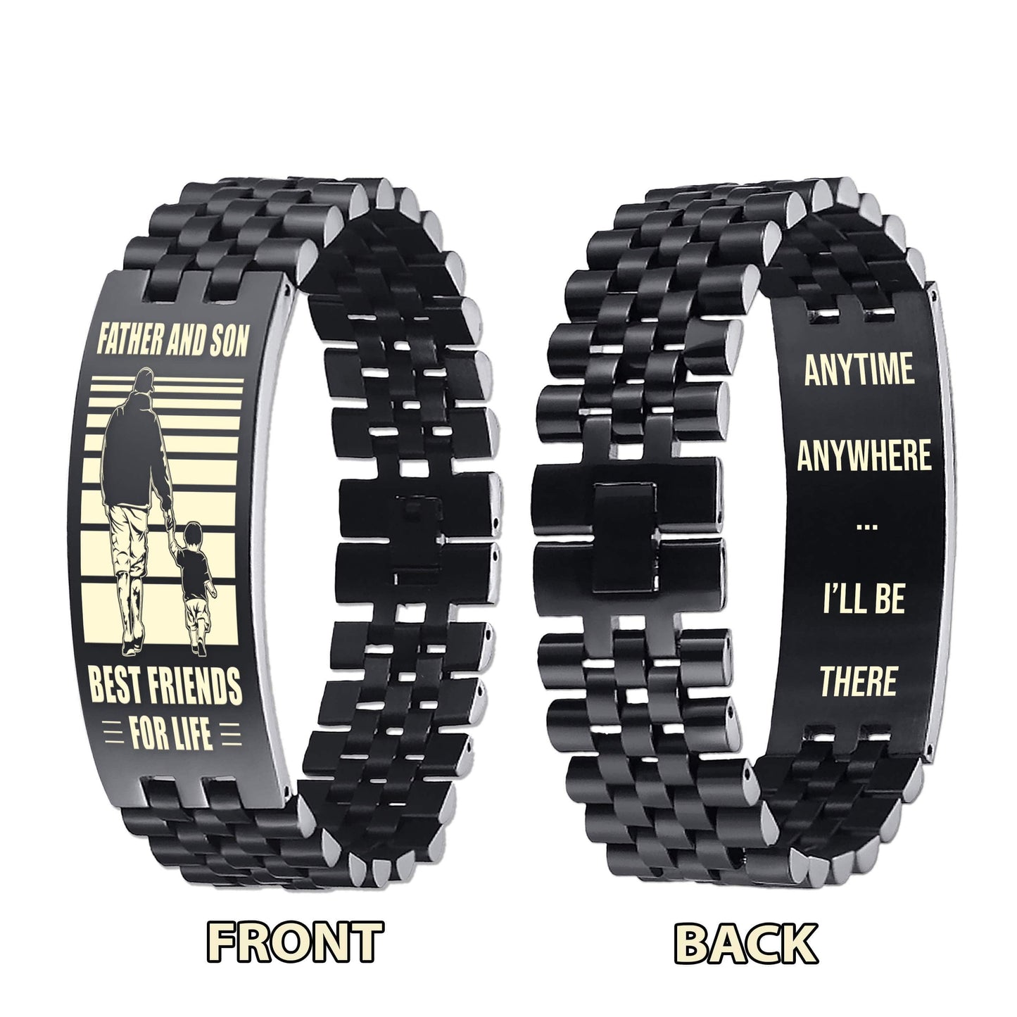 Viking NVL Personalized Double Sided Bracelet Father And Son Best Friends For Life - Message on the back side