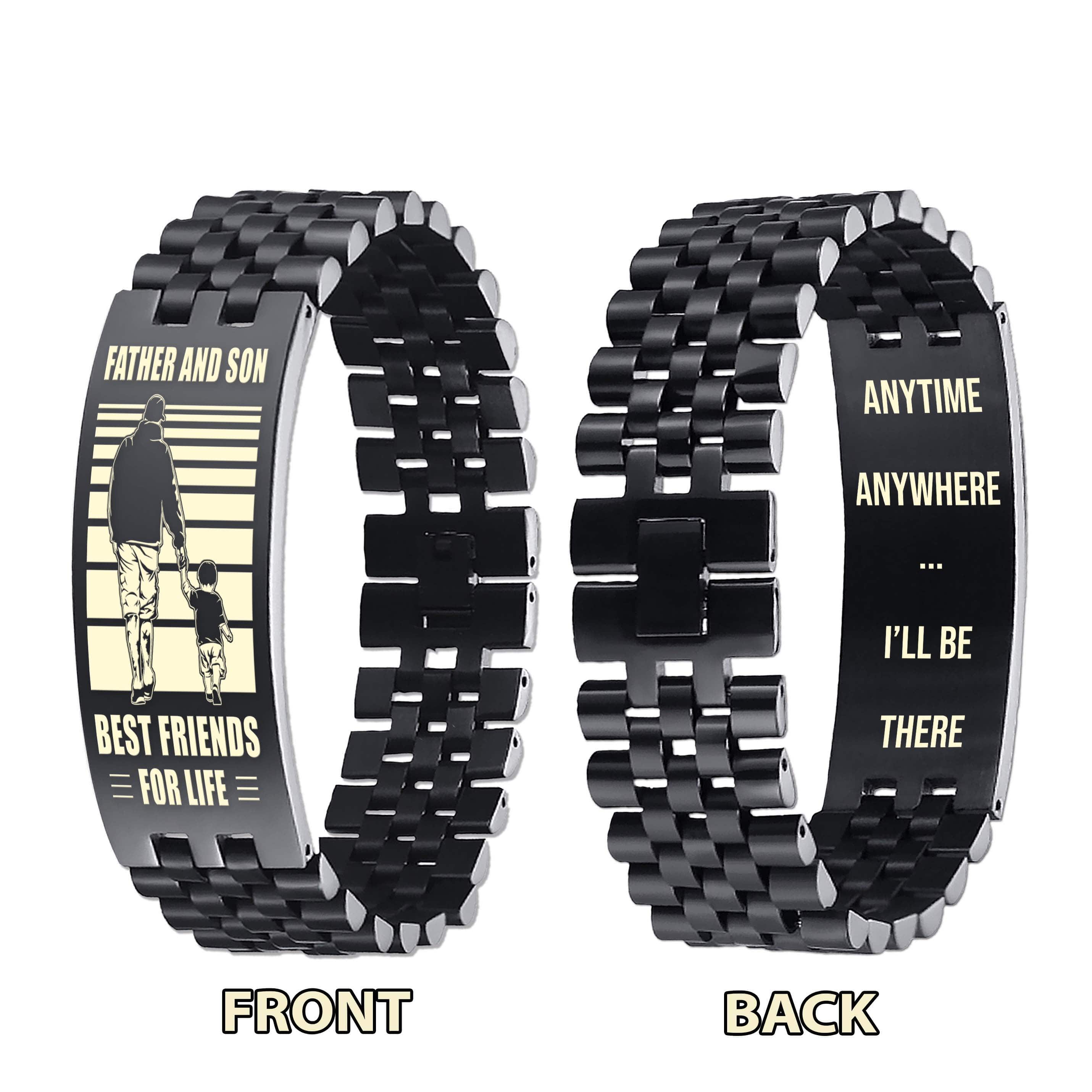 ANT Samurai Personalized Double Sided Bracelet Father And Son Best Friends For Life - Message on the back side