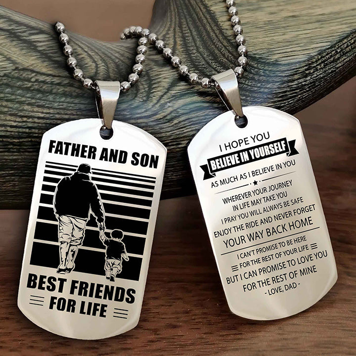 Cowboy Personalized Double Sided Dog Tag To My Son I Love You - Enjoy The Ride And Never Forget Your Way Back Home From