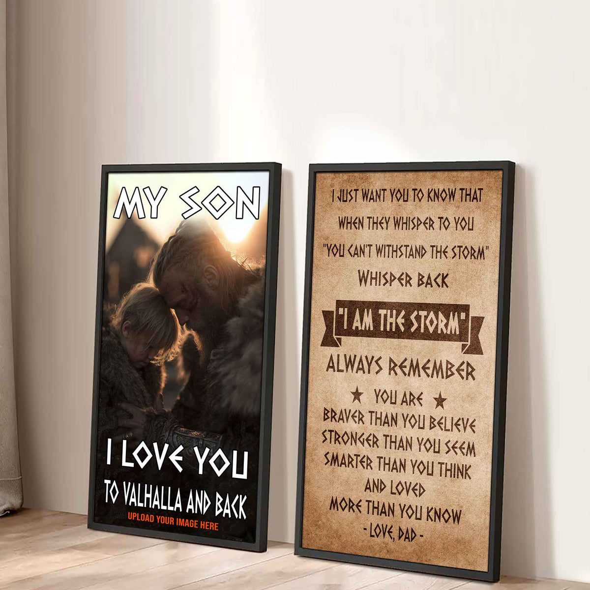 VK Canvas Set My Son I Love You Valhalla And Back Gift From Dad To Son