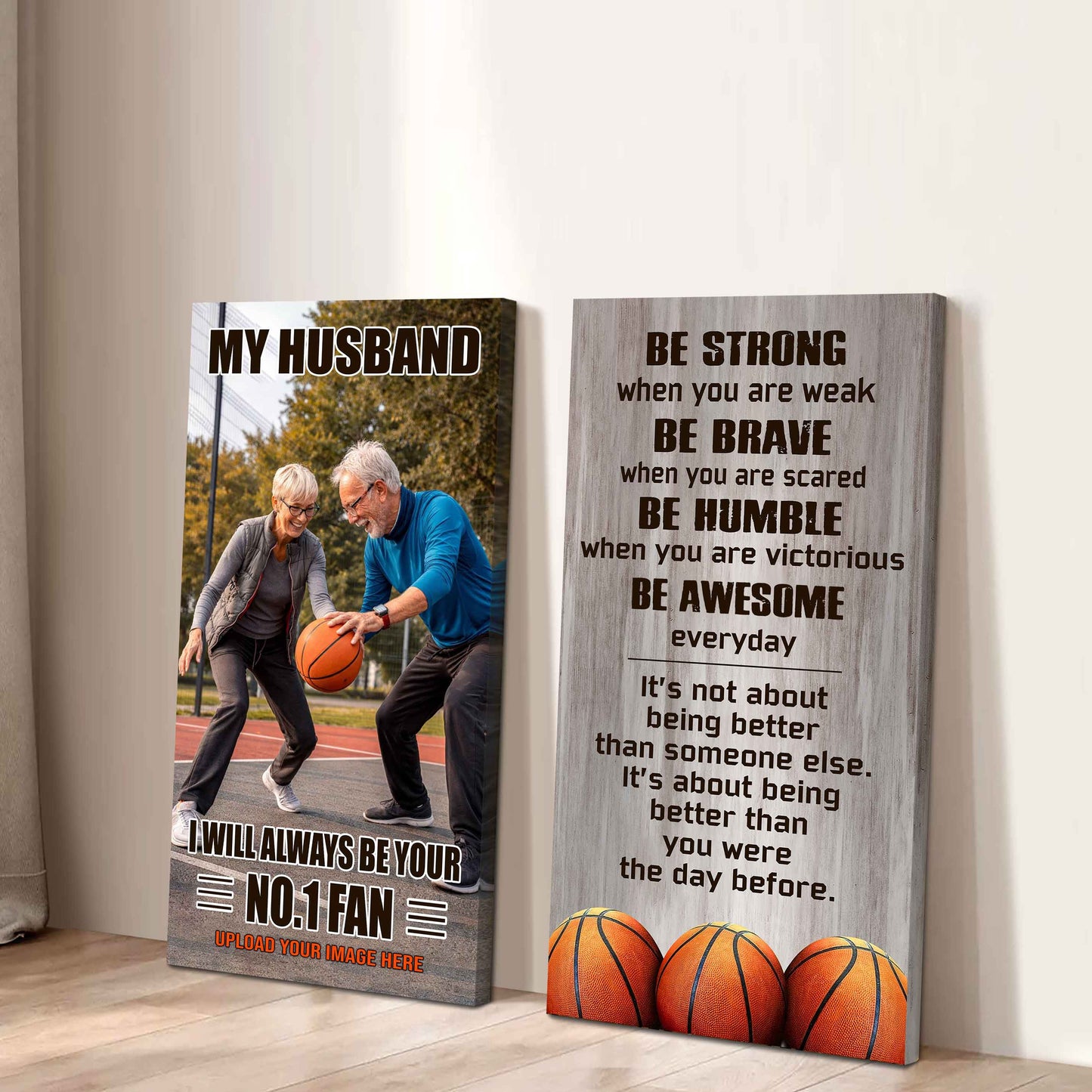 Old Sport Couple To My Husband Be Strong When You Are Weak Be Badass Everyday Set 2 Canvas Wall Art