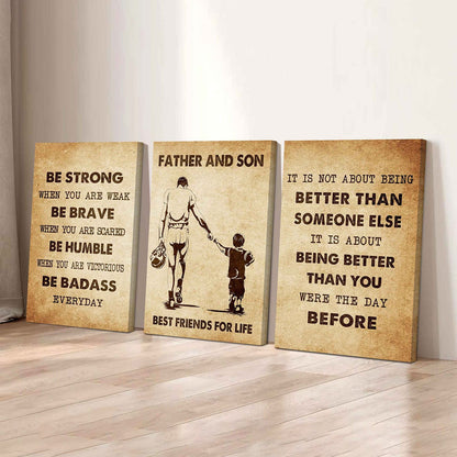 Combo 3 Biker Poster Canvas Be Strong When You Are Weak - It's Not About Being Better Than Someone Else It's About Being Better Than You Were The Day Before