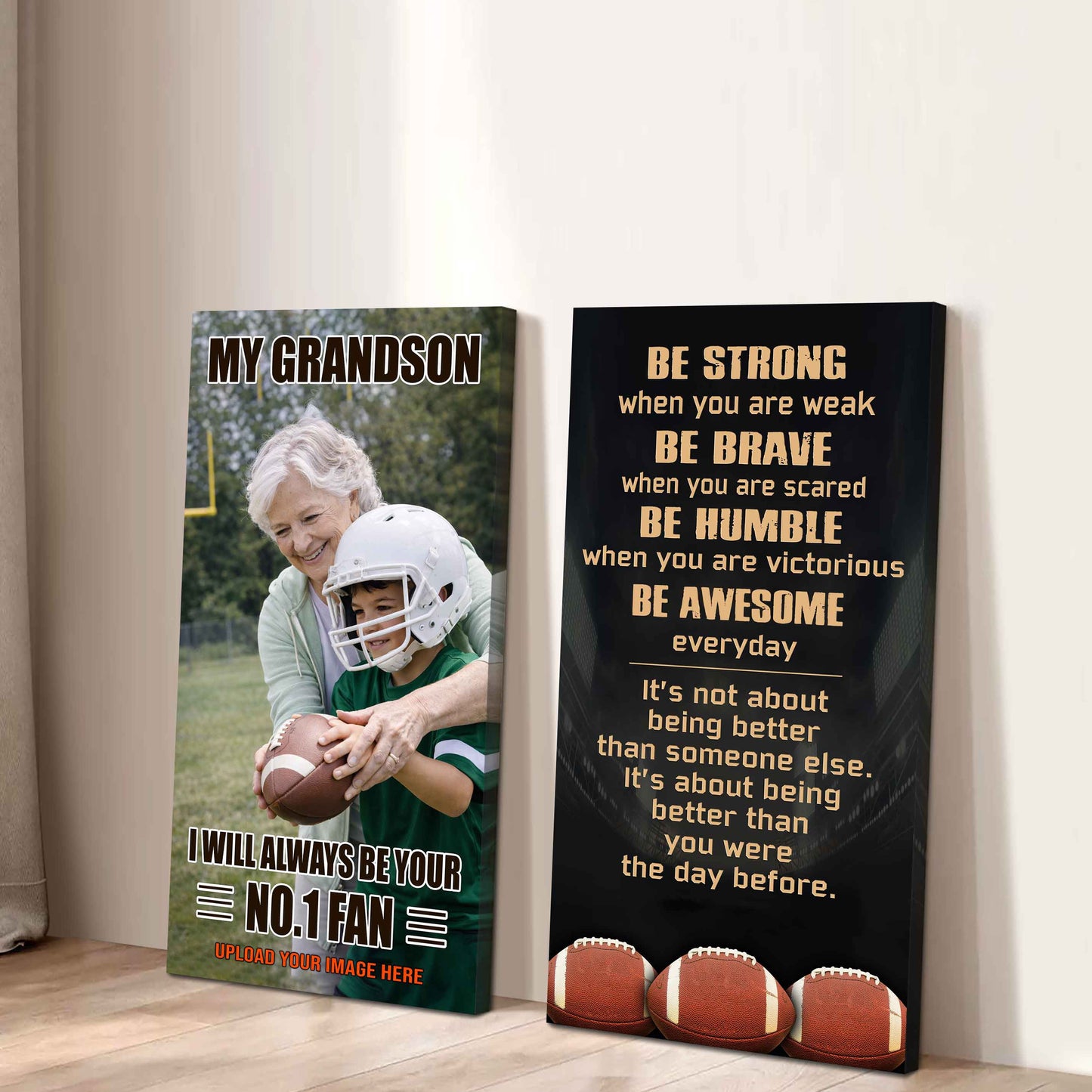 My Grandson Be Strong When You Are Weak Be Badass Everyday Set 2 Canvas Wall Art From Grandma To Grandson