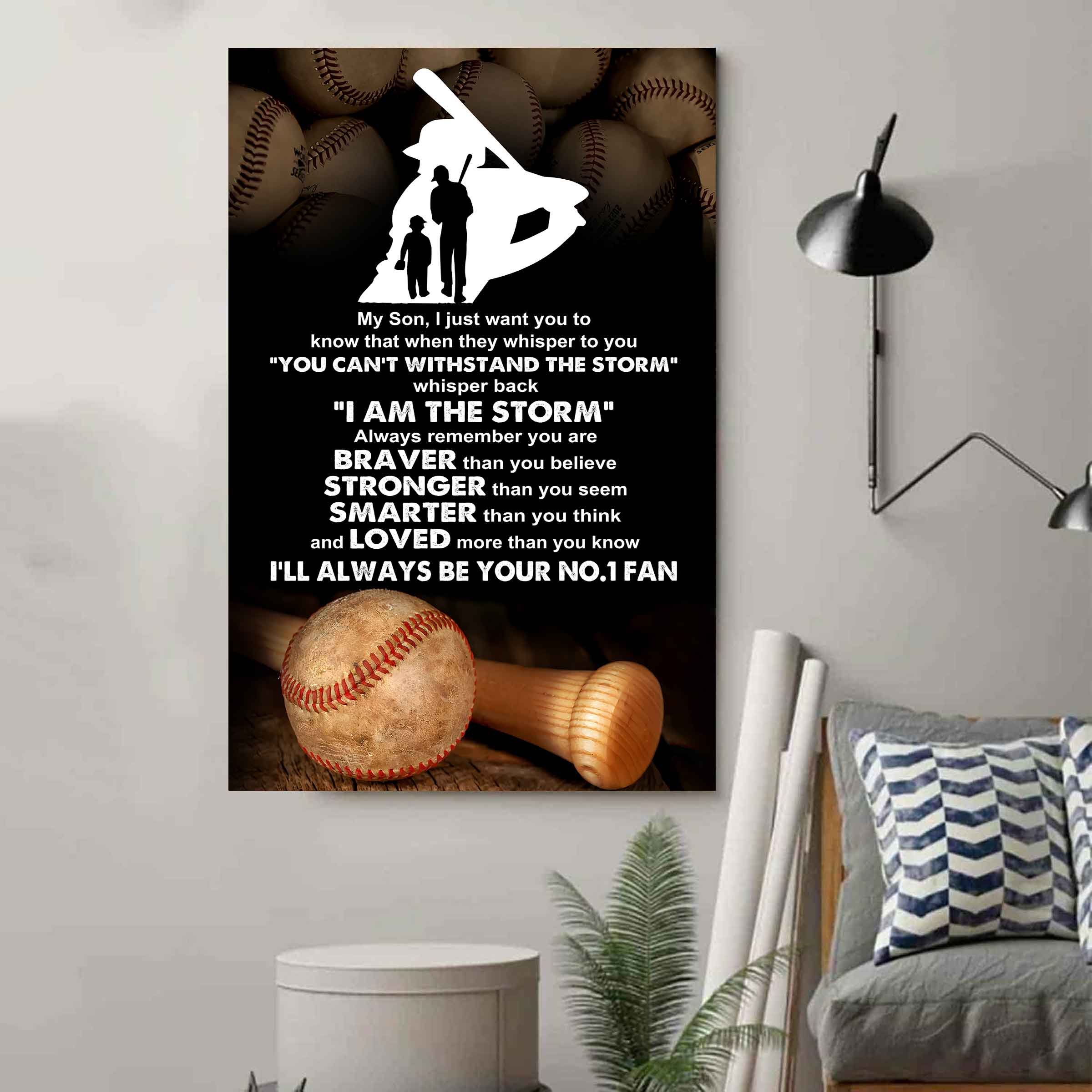 Sport Poster Canvas Dad To Son - Whisper Back I Am The Storm I Will Always Your No 1 Fan