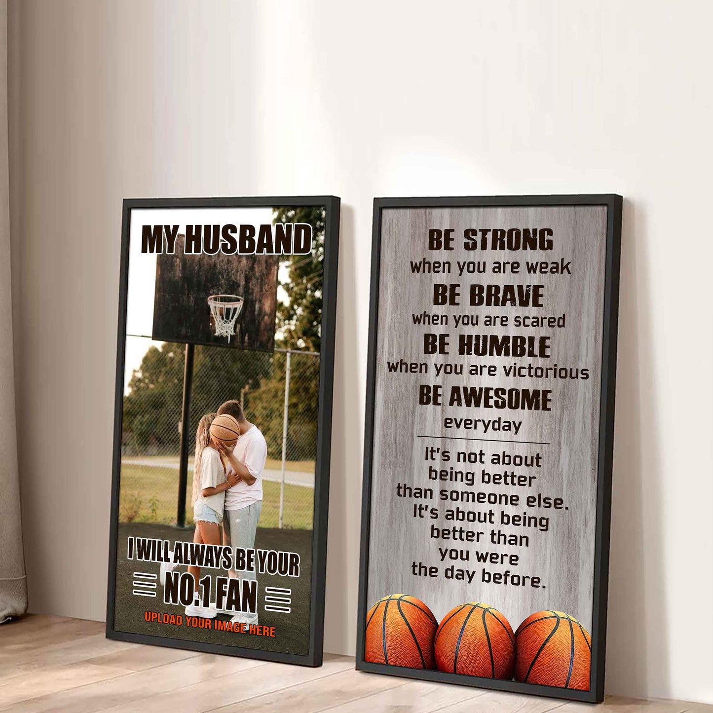 Young Sport Couple To My Husband Be Strong When You Are Weak Be Badass Everyday Set 2 Canvas Wall Art