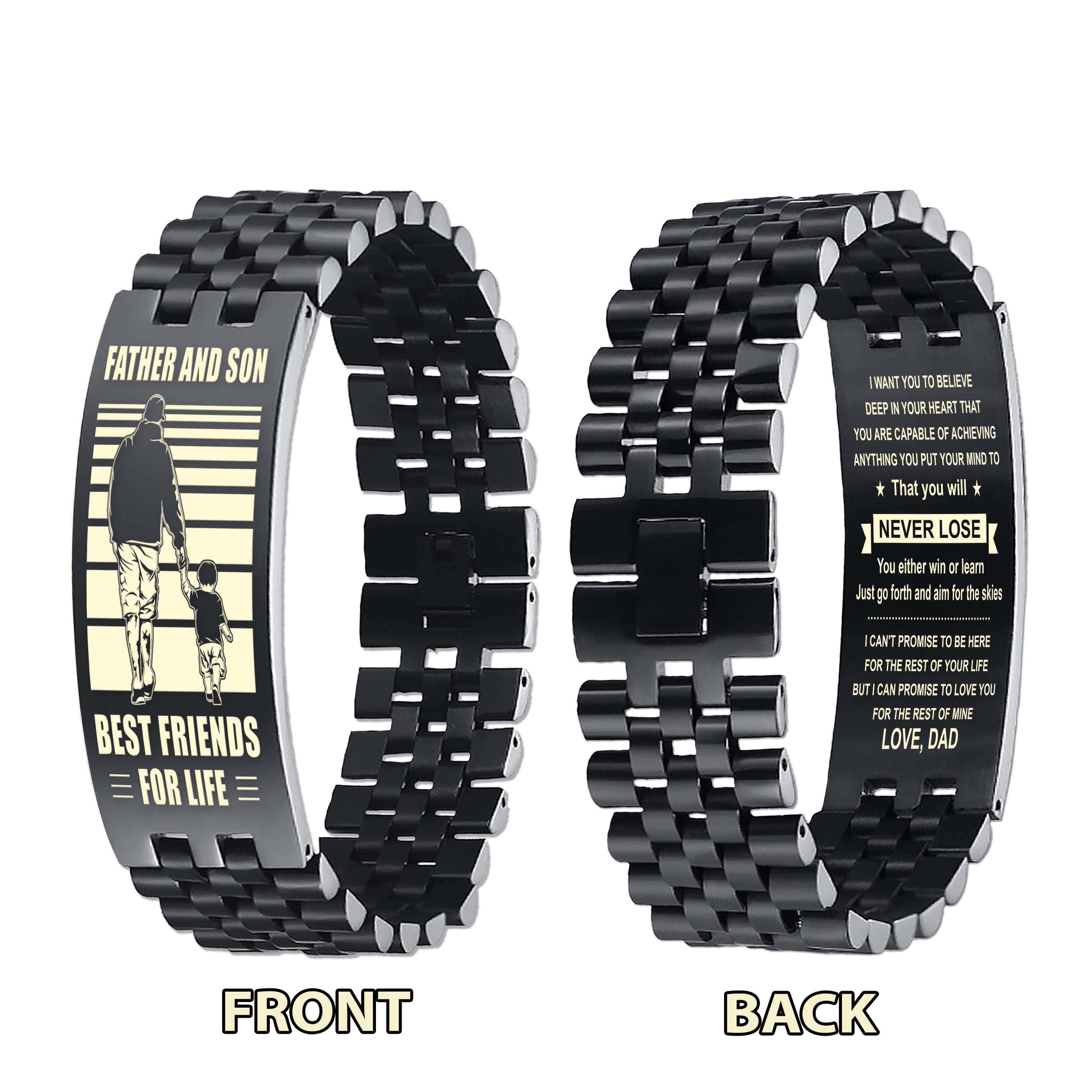 STO Biker Personalized Double Sided Bracelet Father And Son Best Friends For Life - Message on the back side