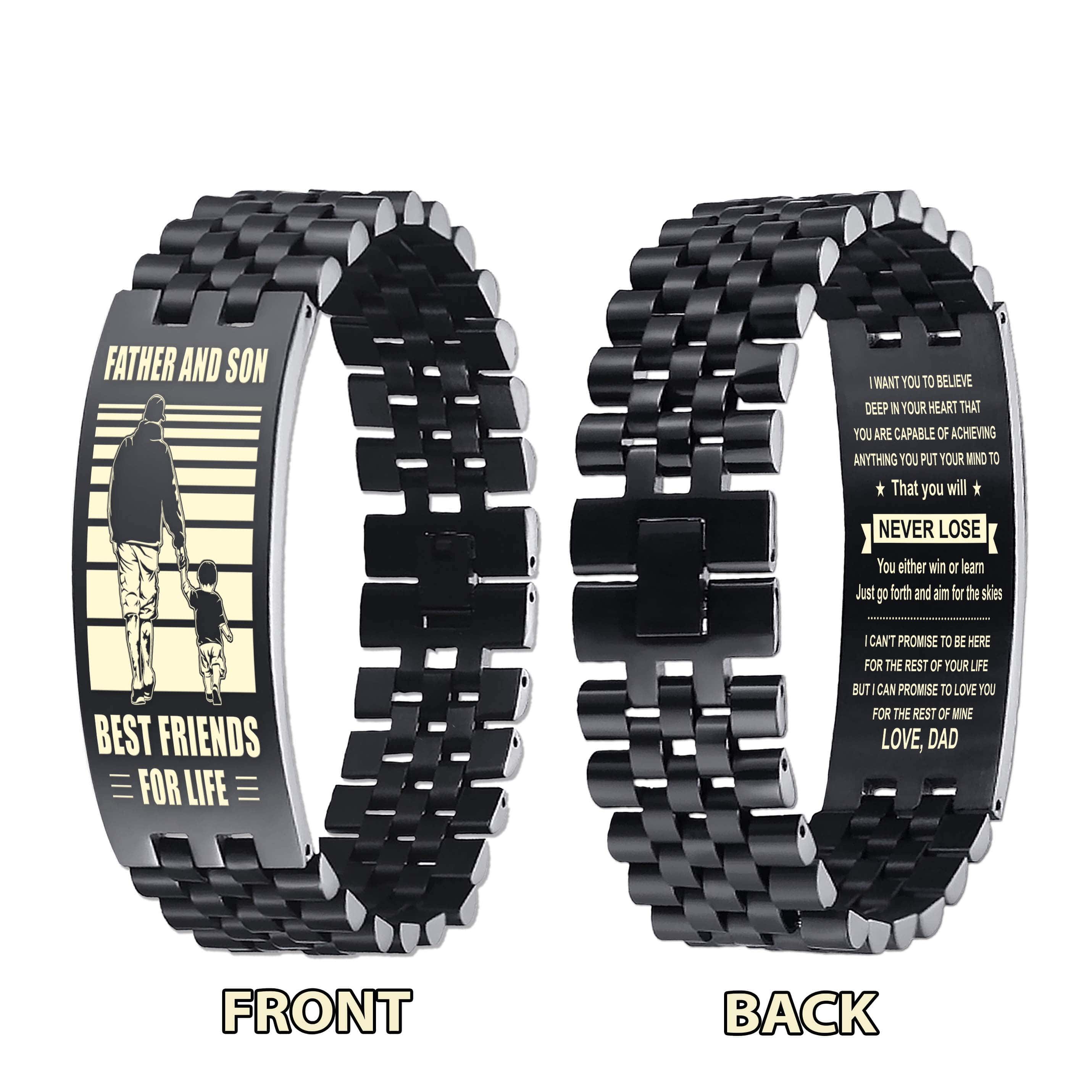 Viking WBH Personalized Double Sided Bracelet Father And Son Best Friends For Life - Message on the back side