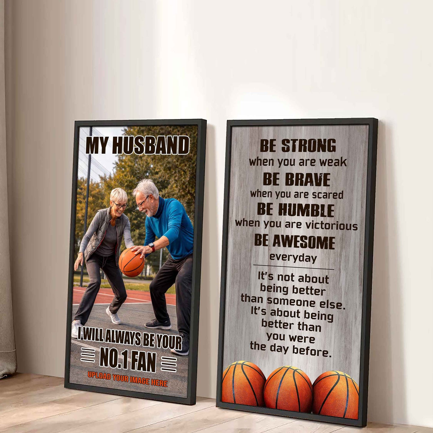 Old Sport Couple To My Husband Be Strong When You Are Weak Be Badass Everyday Set 2 Canvas Wall Art