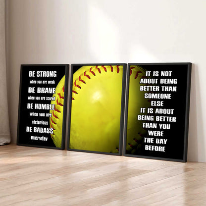 Combo 3 Sport Poster Canvas Be Strong When You Are Weak Be Badass Everyday It's About Being Better Than You Were The Day Before
