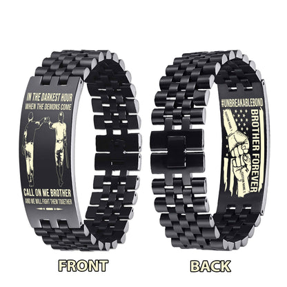 Warrior Customizable Engraved Double Sided Bracelet Unbreakable Bond Call On Me Brother And We Will Fight Them Together