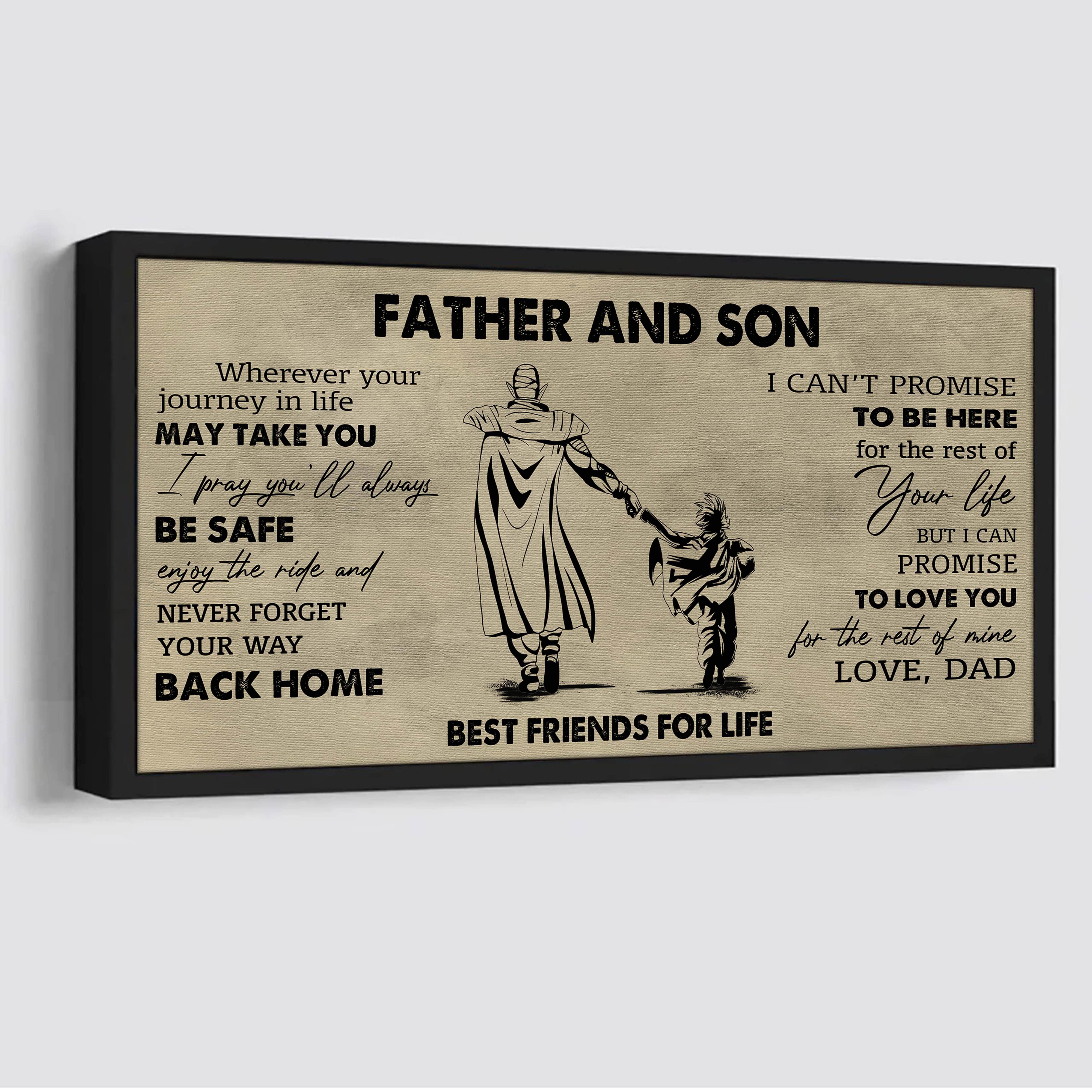 DRB Father And Son Best Friends For Life - Never Forget Your Way Back Home Poster Canvas Gift For Son From Father-Photo Upload