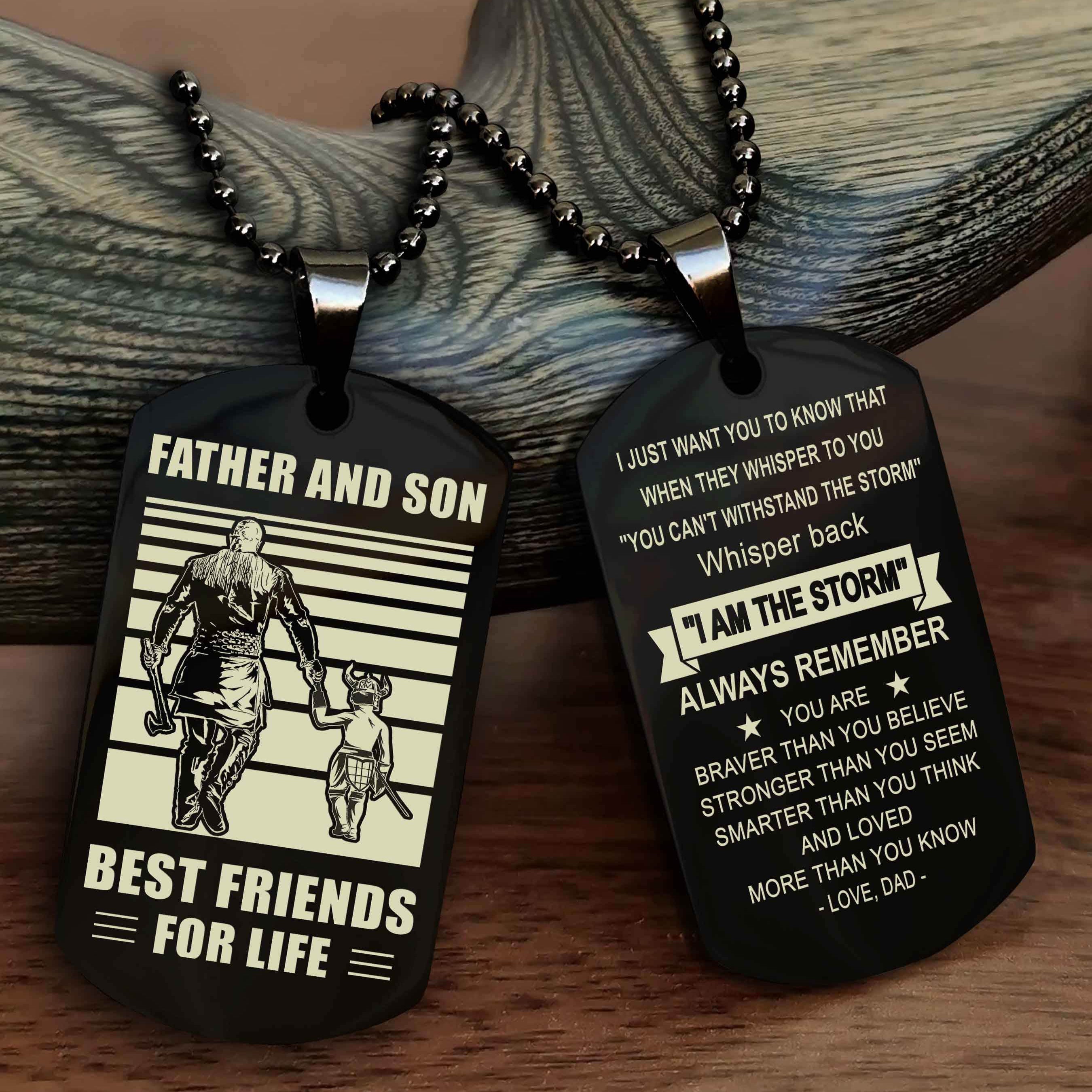 Cowboy Personalized Double Sided Dog Tag To My Son I Love You - Whisper Back I'm The Storm
