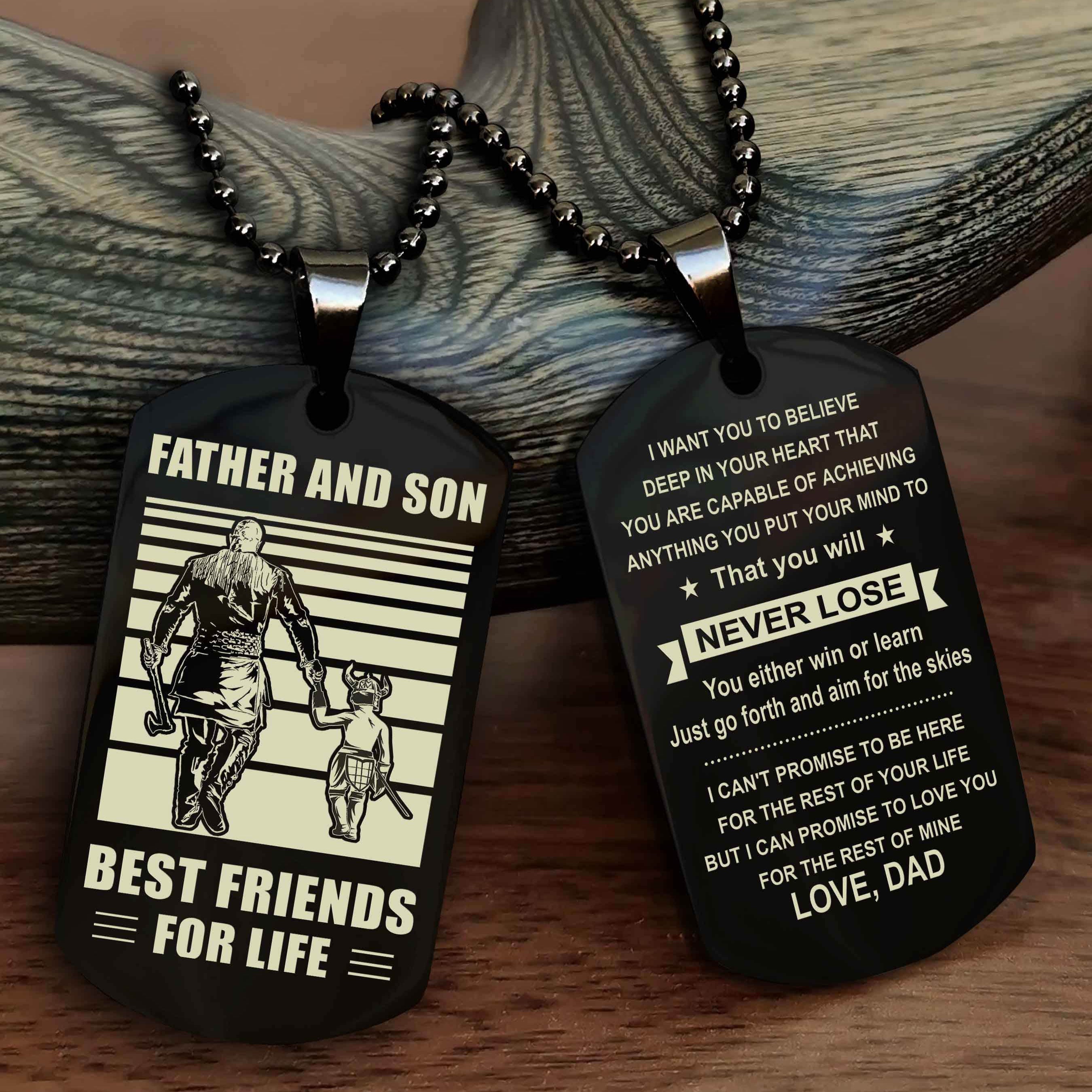 Cowboy Personalized Double Sided Dog Tag To My Son I Love You - You Will Never Lose You Either Win Or Learn From Dad To Son