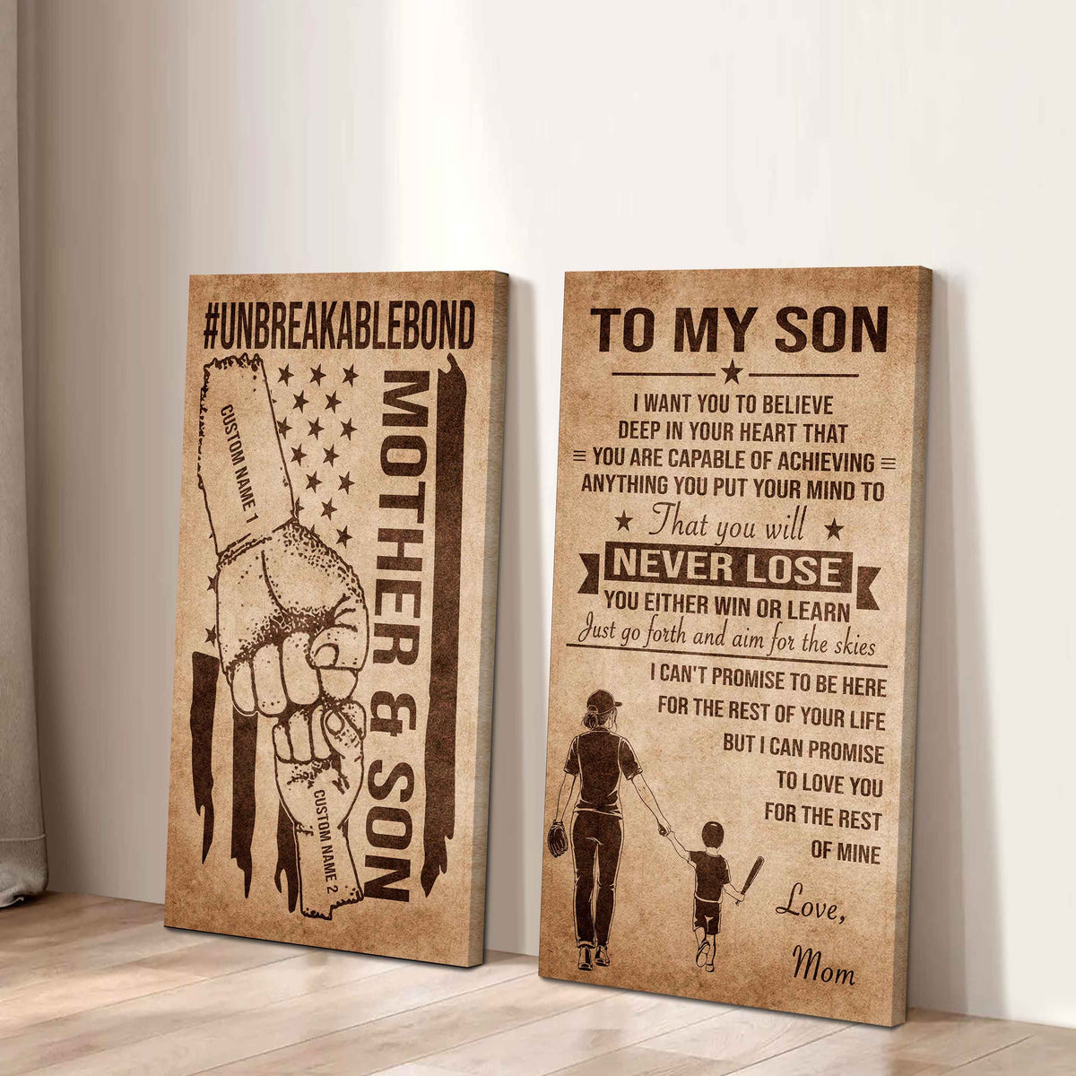 Unbreakable Bond Canvas Set Mother And Son You Will Never Lose You Either Win Or Learn