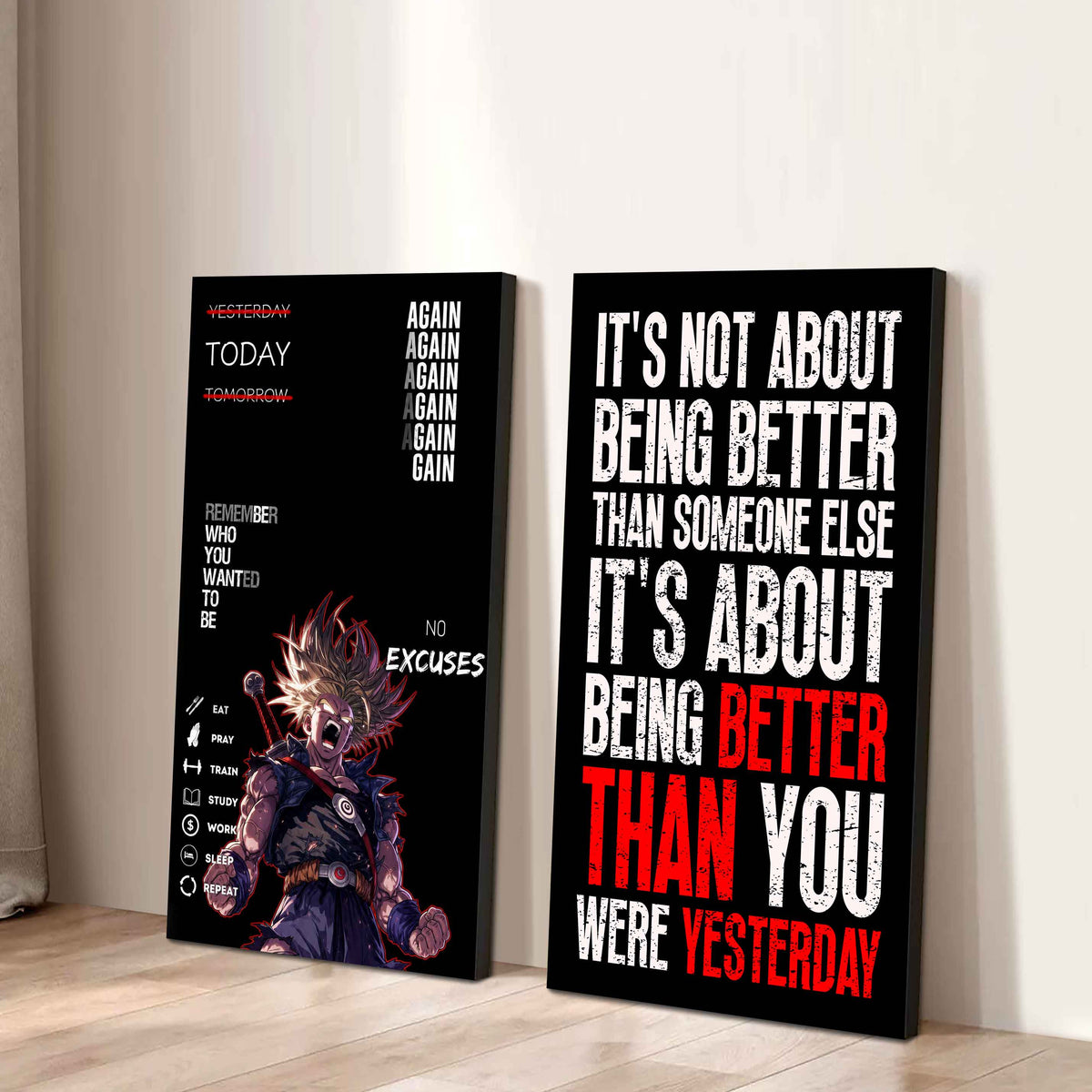 It's About Being Better Than You Were The Day Before Canvas Set Ready To Hang Gift For Your Son Your Friend