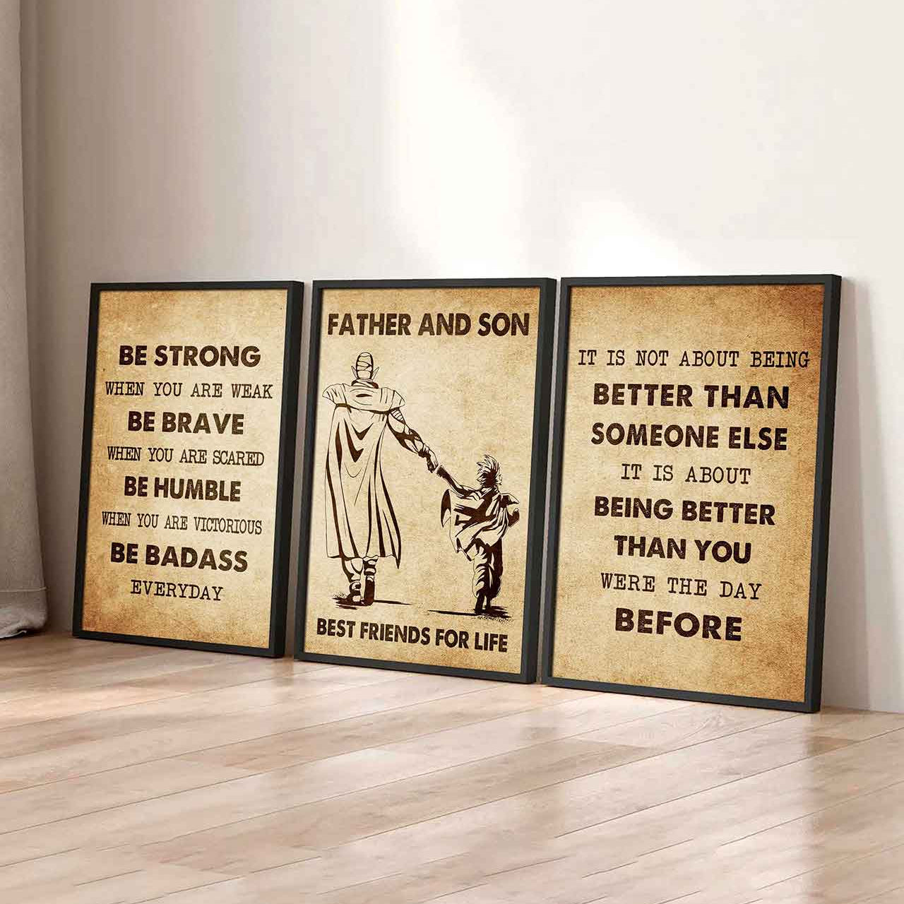 Combo 3 Biker Poster Canvas Be Strong When You Are Weak - It's Not About Being Better Than Someone Else It's About Being Better Than You Were The Day Before