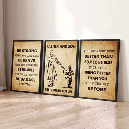Combo 3 Biker Poster Canvas Be Strong When You Are Weak - It's Not About Being Better Than Someone Else It's About Being Better Than You Were The Day Before