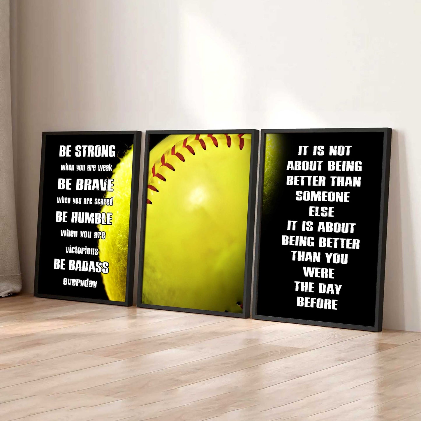 Combo 3 Sport Poster Canvas Be Strong When You Are Weak Be Badass Everyday It's About Being Better Than You Were The Day Before