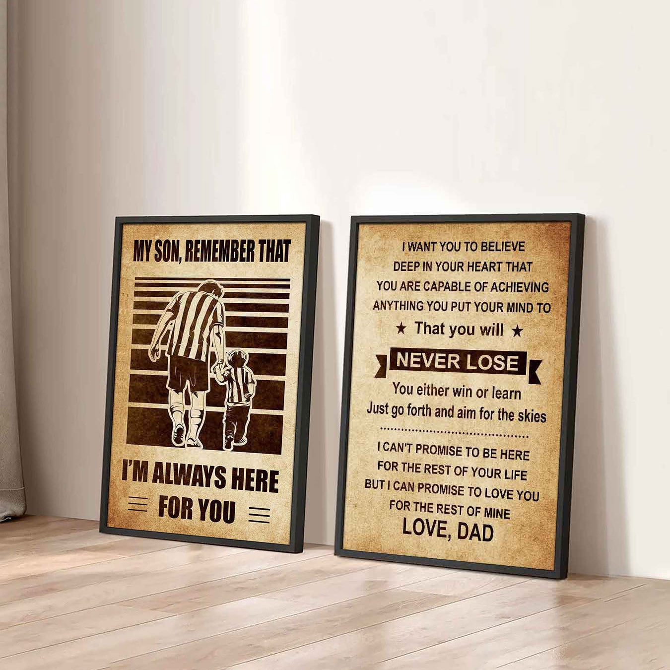 Combo 2 Sport Poster Canvas My Son Remember That - You Will Never Lose You Either Win Or Learn
