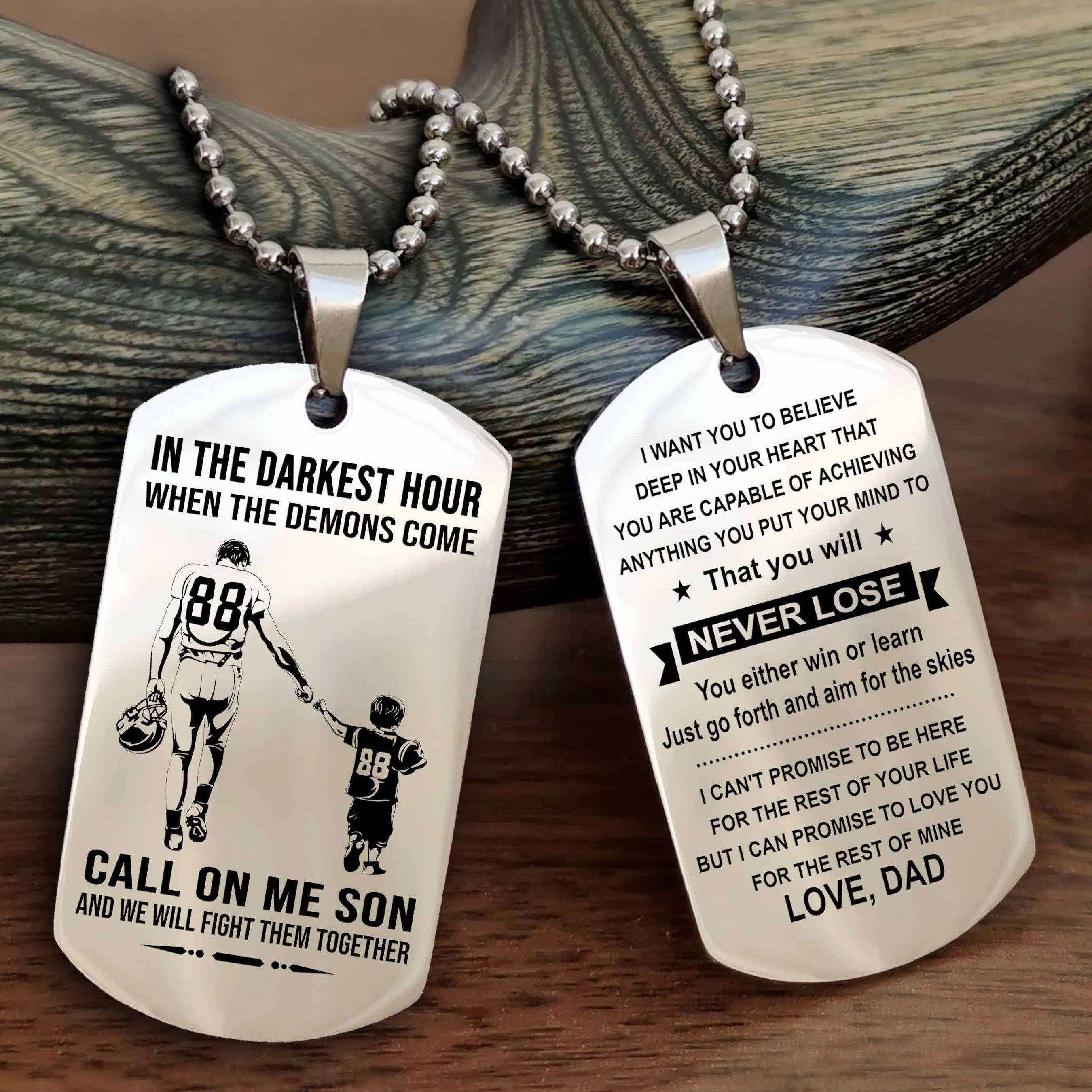 DRB Double Sided Dog Tag Call On Me Son - Gift For Son From Dad You Will Never Lose You Either Win Or Learn