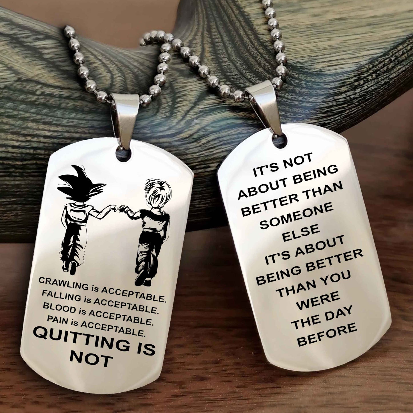 DRB Double Side Dog Tag For Your Friend Quiting Is Not - It's Not About Being Better Than Someone Else