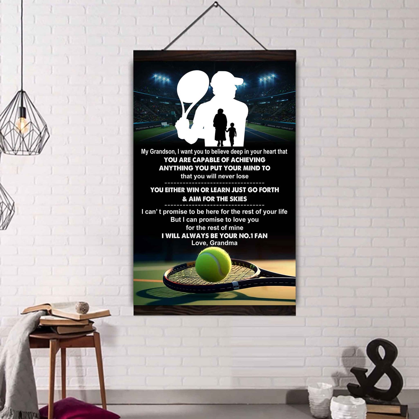 Baseball Poster Canvas Grandma To Grandson - That You Will Never Lose You Either Win Or Learn I Will Always Your No 1 Fan