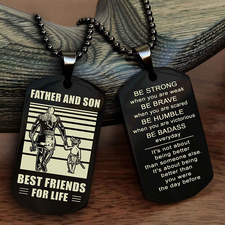 Cowboy Personalized Double Sided Dog Tag To My Son I Love You - Be Strong When You Are Weak Gift From Dad To Son