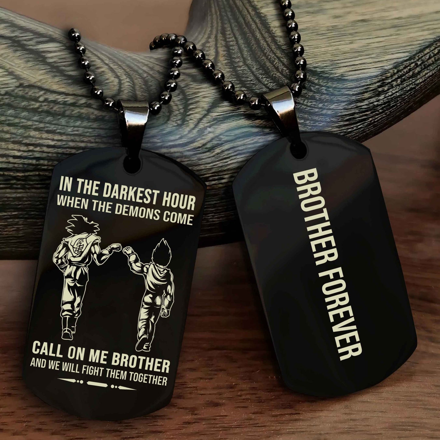 Biker Customizable engraved black dog tag double sided gift from brother, brother forevers