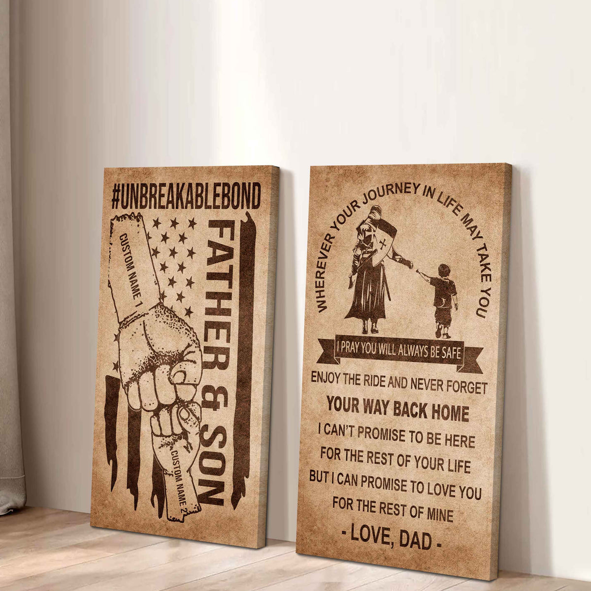 Father And Son Canvas Set To My Son Enjoy The Ride Never Forget Your Way Back Home