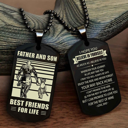 Cowboy Personalized Double Sided Dog Tag To My Son I Love You - Enjoy The Ride And Never Forget Your Way Back Home From