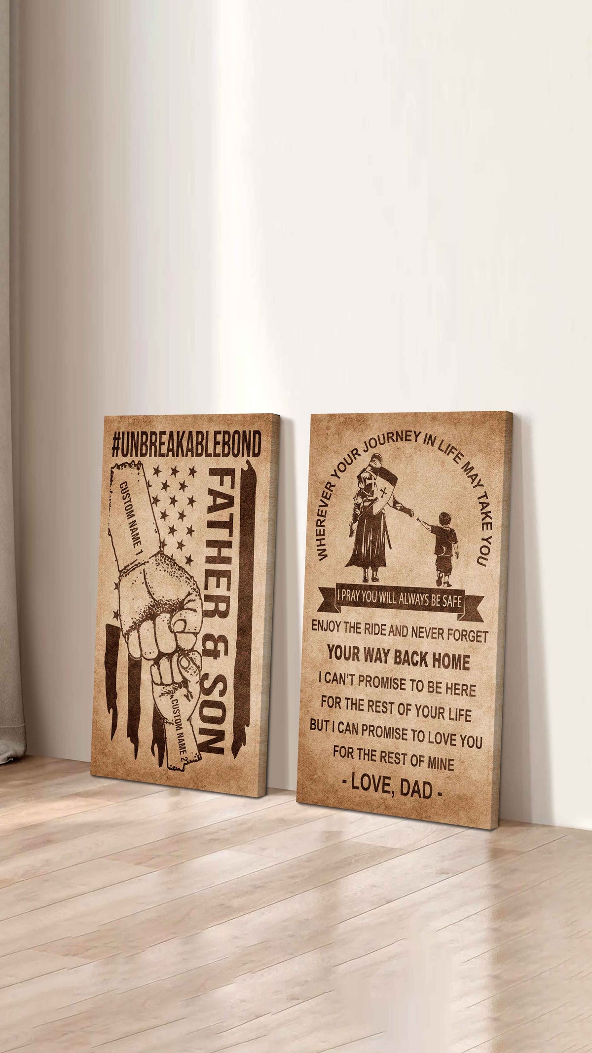 Father And Son Canvas Set To My Son Enjoy The Ride Never Forget Your Way Back Home
