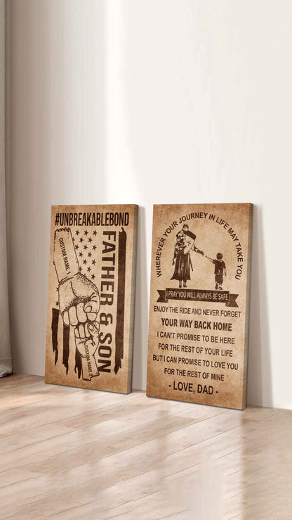 Father And Son Canvas Set To My Son Enjoy The Ride Never Forget Your Way Back Home